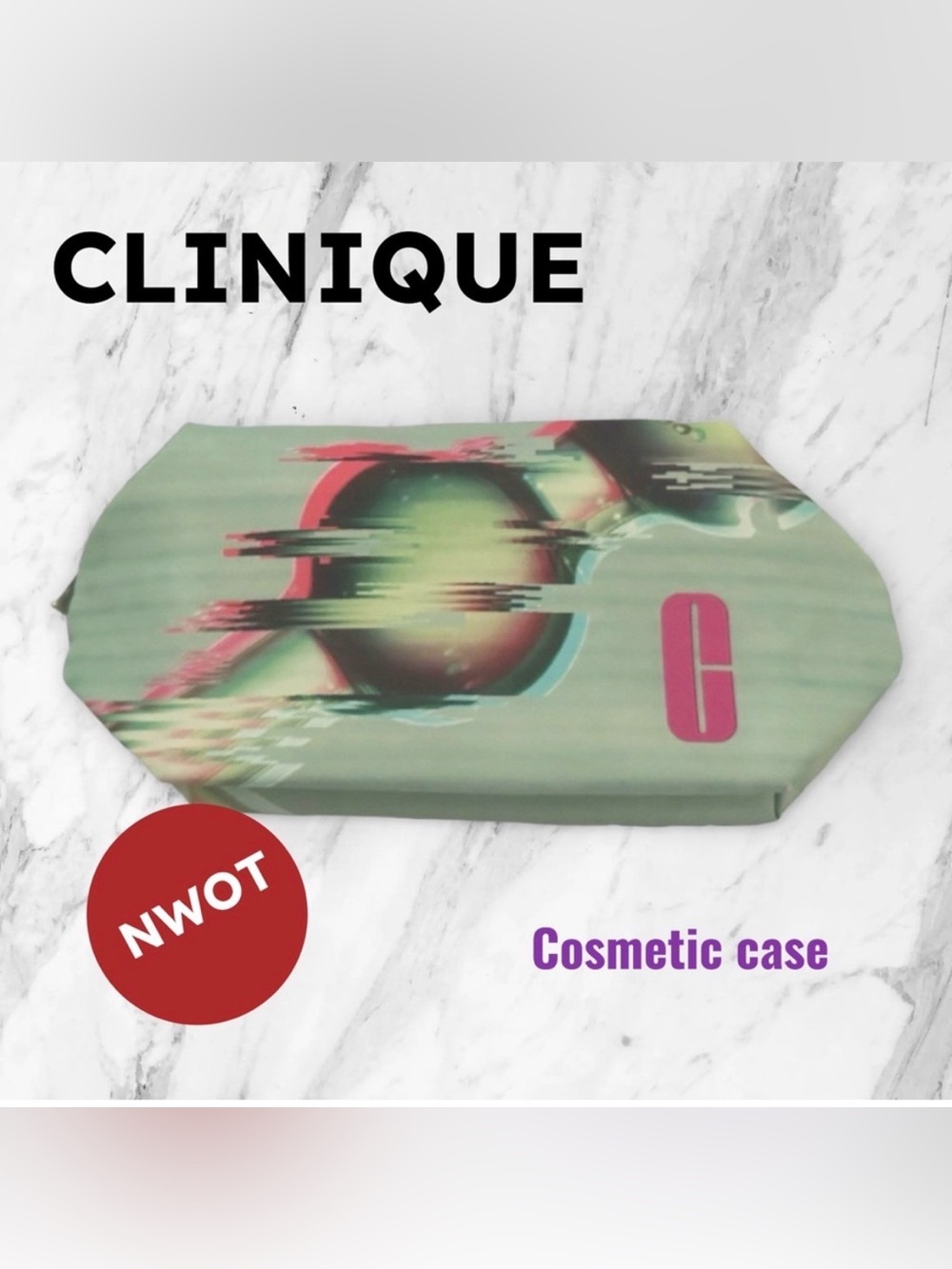 🇺🇸🆕NWOT CLINIQUE | Modern Abstract Print cosmetic case & makeup travel bag